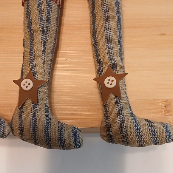 4 Rustic Striped Primitive Stocking Ornaments - Picture 9 of 11